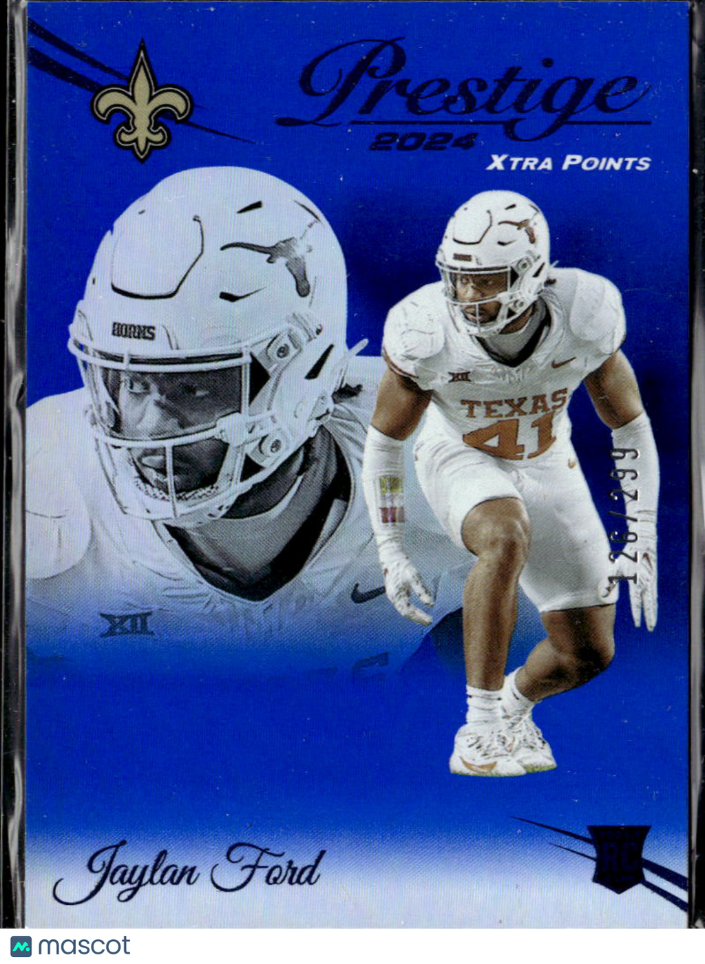 Jaylan Ford 2024 Panini Prestige RC Xtra Points Blue RC /299 Longhorns Saints