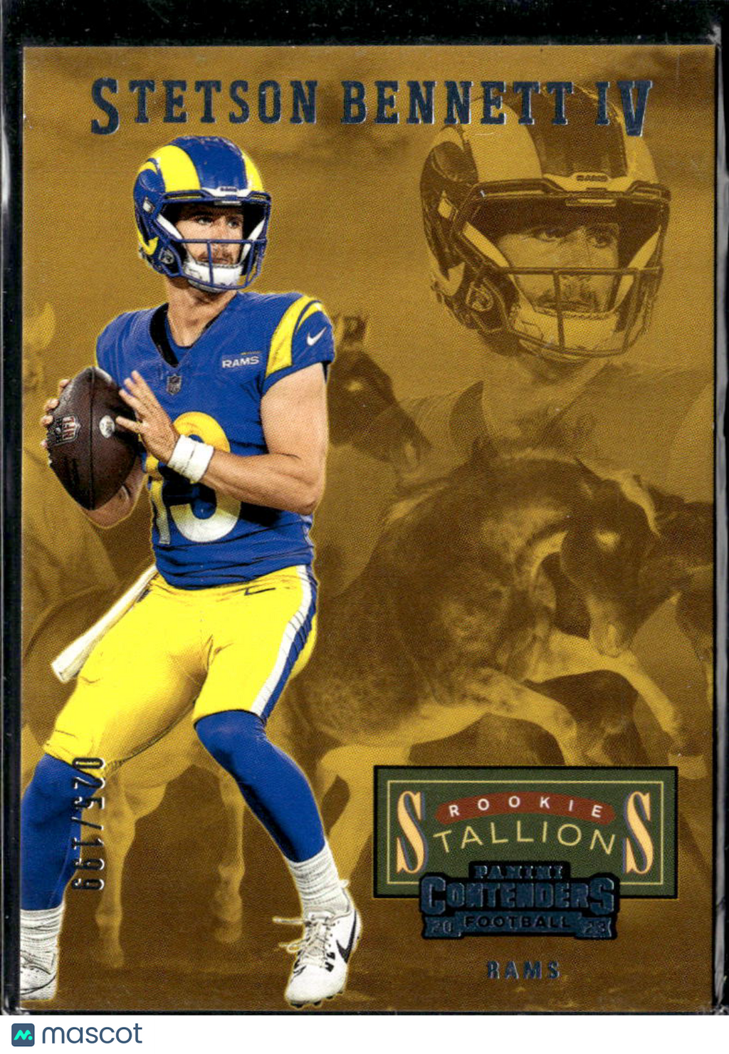 Stetson Bennett IV 2023 Contenders Rookie Stallions RC 25/199 Los Angeles Rams