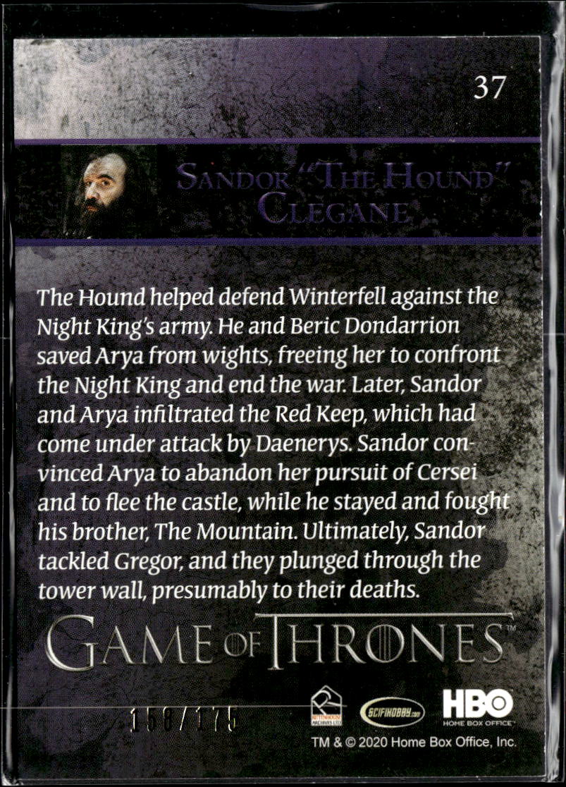 The Hound Rittenhouse Game of Thrones Rory McCann 158/175 #37
