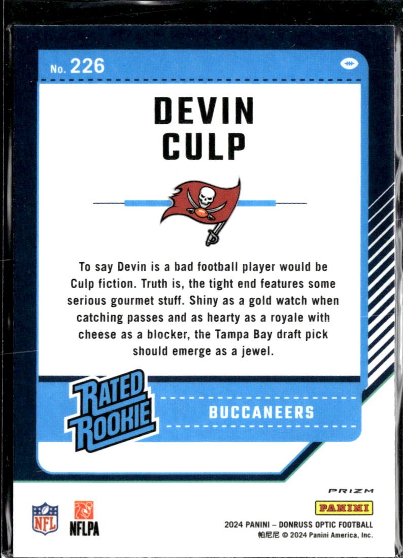 Devin Culp 2024 Optic Rated Rookie RC Fire Tampa Bay Buccaneers