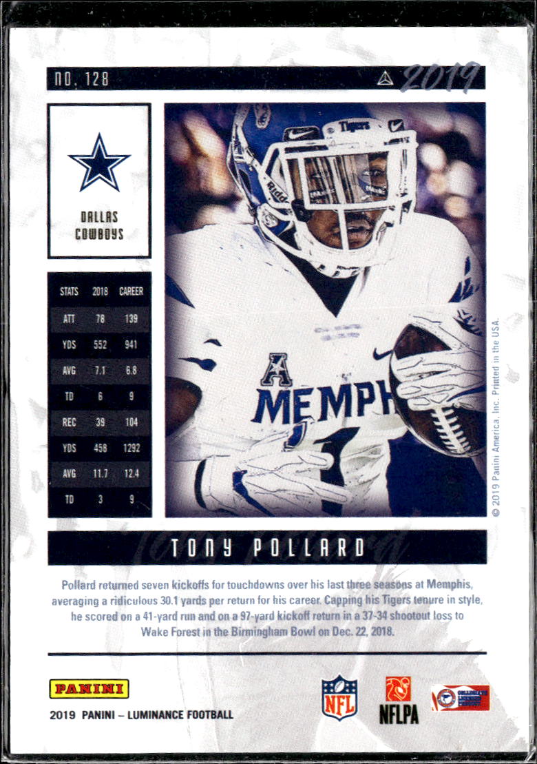 Tony Pollard 2019 Luminance Rookie RC 170/275 Dallas Cowboys