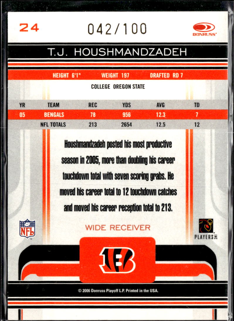 T.J. Houshmandzadeh 2006 Donruss Gridiron Gear 42/100 Cincinnati Bengals