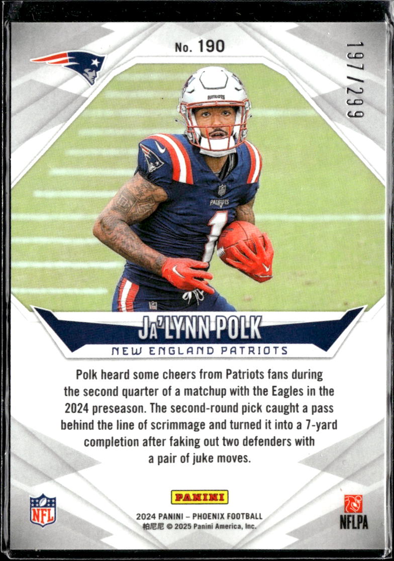 Ja'Lynn Polk 2025 Panini Phoenix RC Rookie /299 New England Patriots