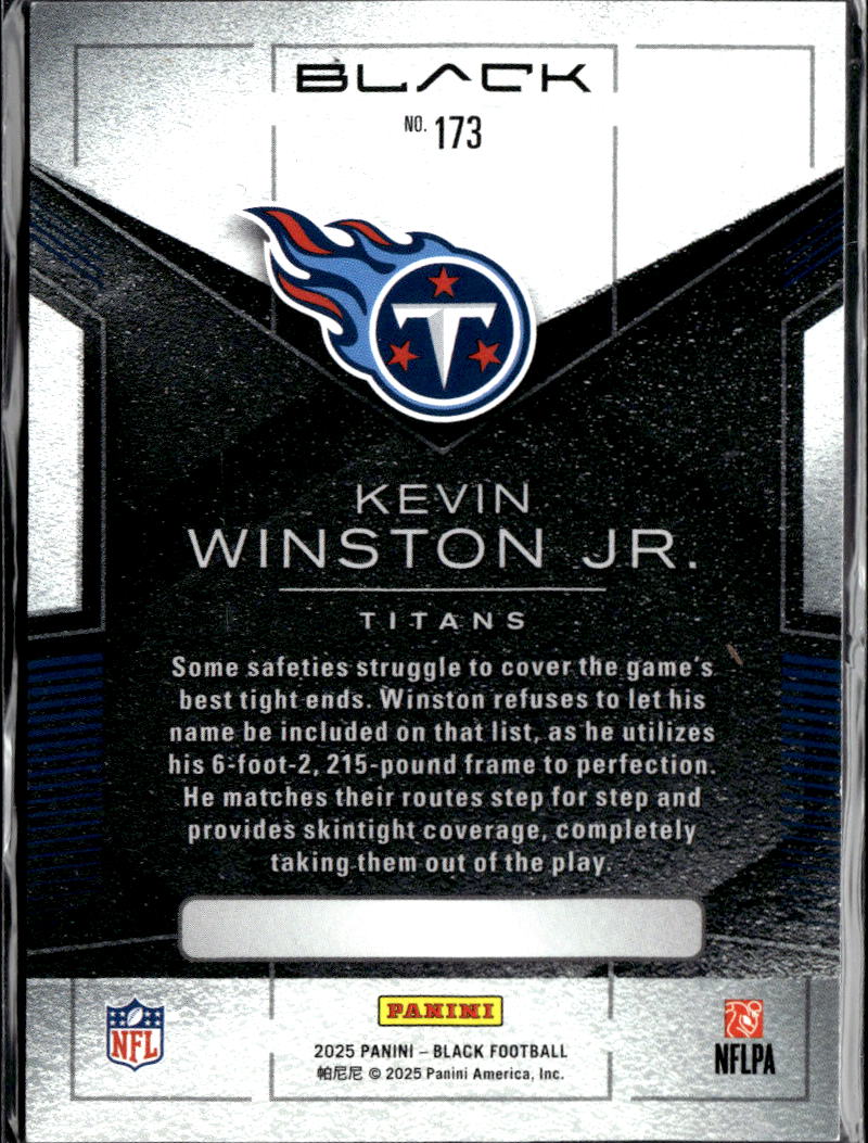 Kevin Winston Jr. 2025 Black Purple Rookie RC 12/99 Tennessee Titans