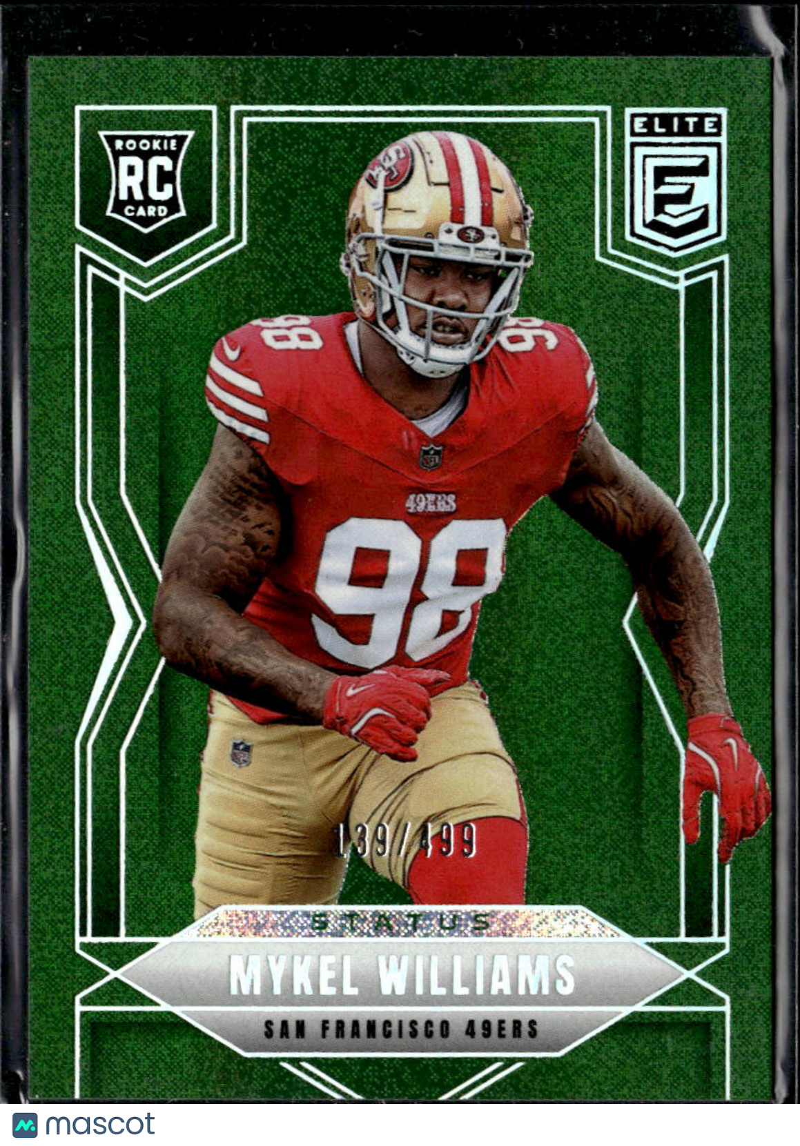 Mykel Williams 2025 Elite Green Status Rookie 139/199 San Francisco 49ers