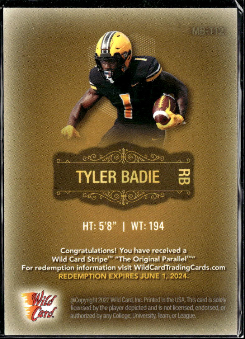 Tyler Badie 2024 Wild Card Matte Stripe Rookie RC Ravens 4/25