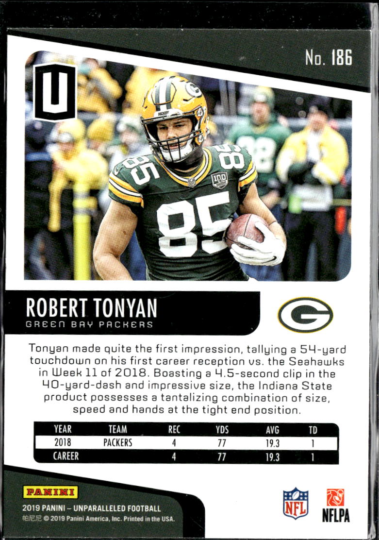Robert Tonyan 2019 Panini Unparalleled Rookie RC Green Bay Packers