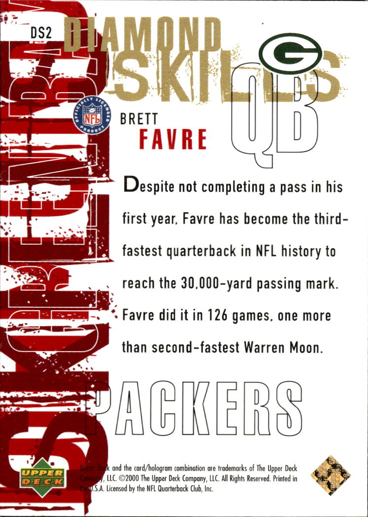 Brett Favre 2000 Upper Deck Black Diamond Skills Green Bay Packers