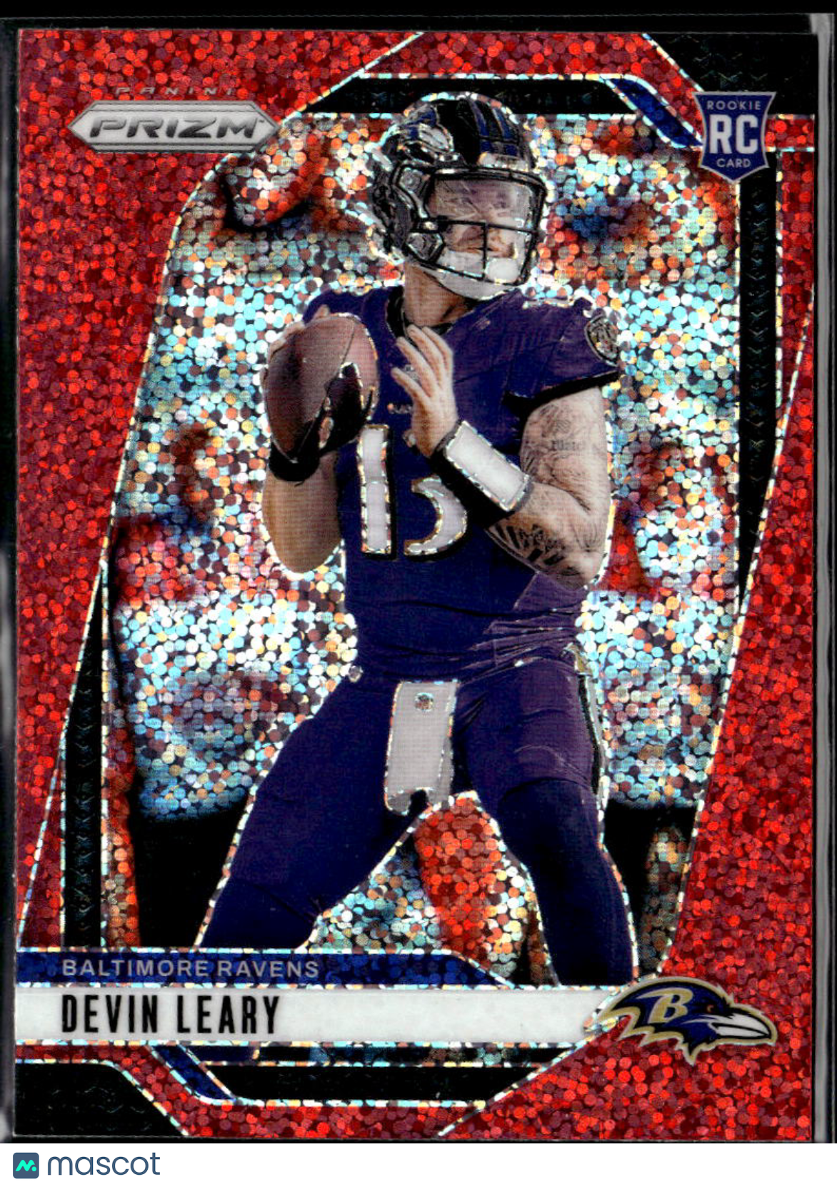 Devin Leary 2024 Panini Prizm RC Red Sparkle Prizm Rookie Baltimore Ravens