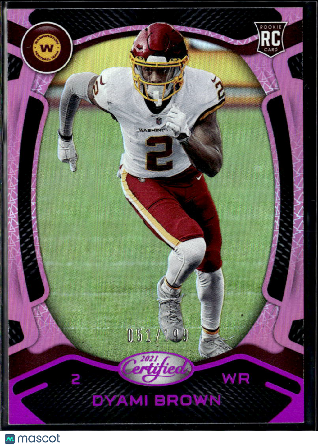 Dyami Brown 2021 Certified RC Pink Rookie 51/199 Washington Football Team