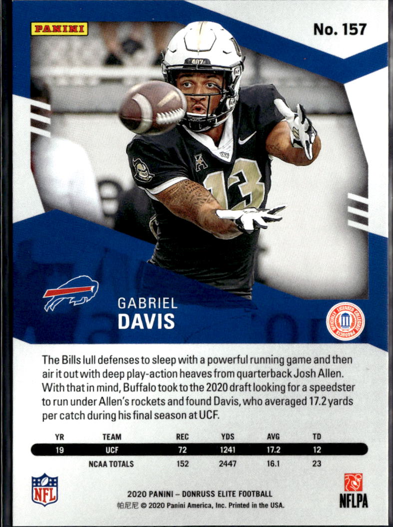 Gabriel Davis 2020 Elite Rookie RC 284/799 Buffalo Bills