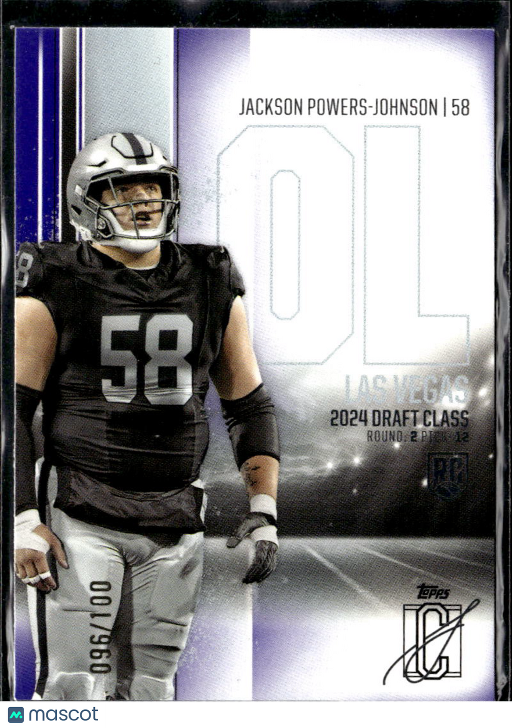 Jackson Powers-Johnson 2025 Topps Signature Class Rookie Purple /100 Raiders