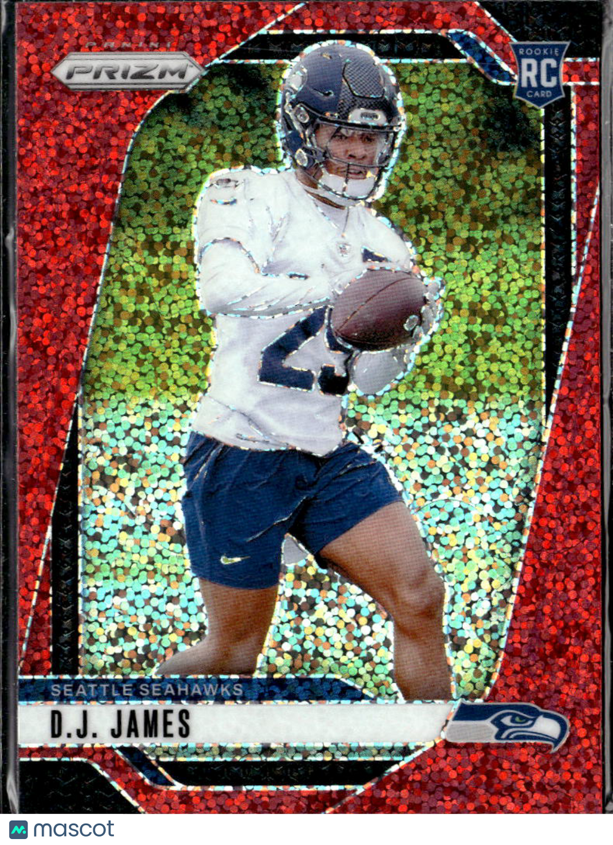 D.J. James 2024 Prizm RC Red Sparkle Prizm SSP Rookie Seattle Seahawks