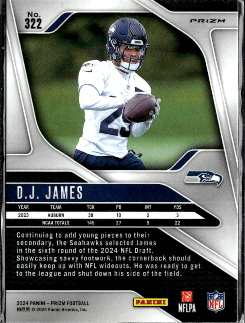 D.J. James 2024 Prizm RC Red Sparkle Prizm SSP Rookie Seattle Seahawks