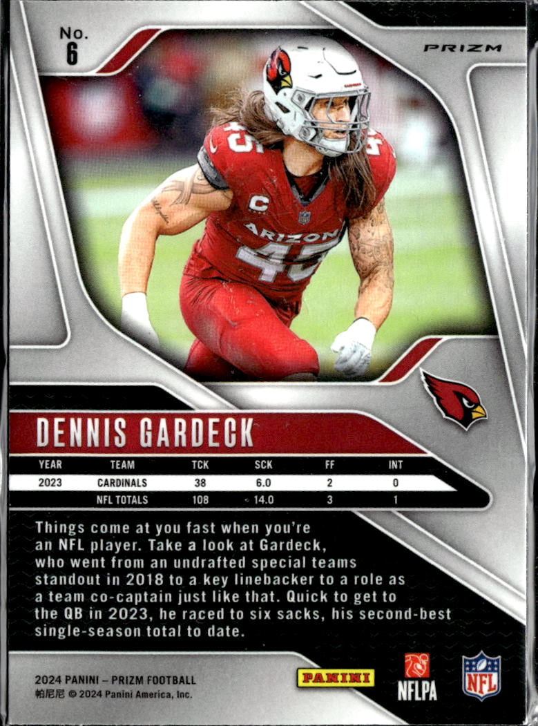 Dennis Gardeck 2024 Panini Prizm Red Sparkle Prizm SSP Arizona Cardinals