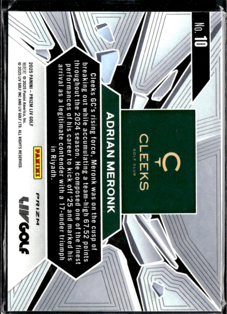 Adrian Meronk 2025 Panini Prizm LIV Golf Prizm Break Pulsar Prizm Cleeks GC