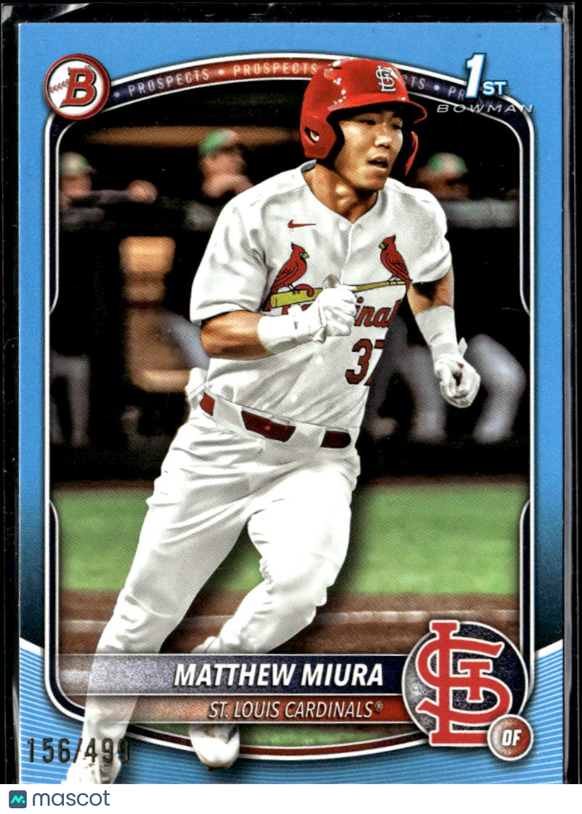 Matthew Miura 2025 Bowman 1st Sky Blue Border 156/499 St. Louis Cardinals