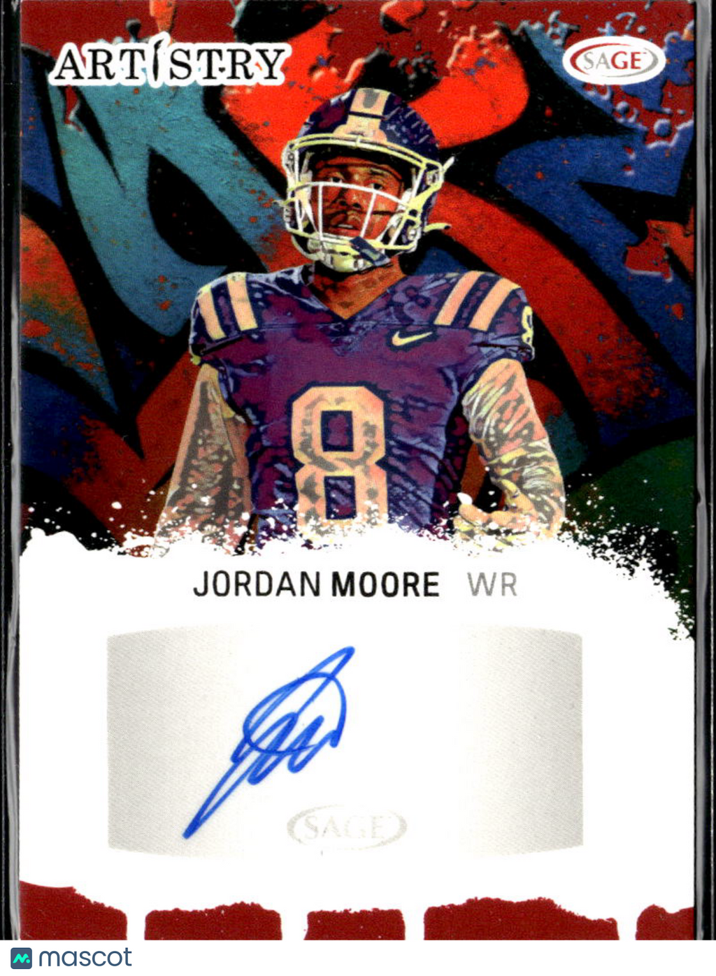 Jordan Moore 2022 SAGE Artistry Auto Autograph RC Duke Blue Devils