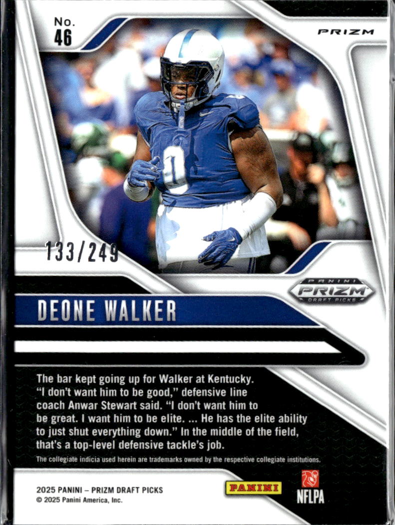 Deone Walker 2025 Panini Prizm Draft Picks RC Blue /249 Kentucky Wildcats