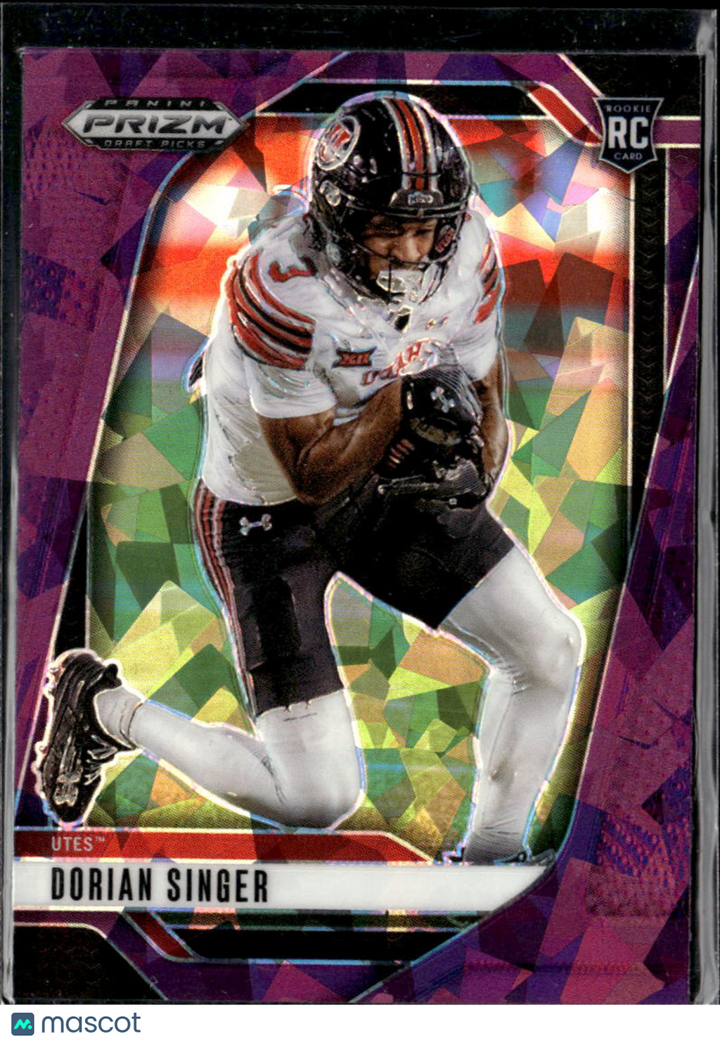 Dorian Singer 2025 Prizm Draft Picks RC Purple Cracked Ice Rookie /199 Utah Utes