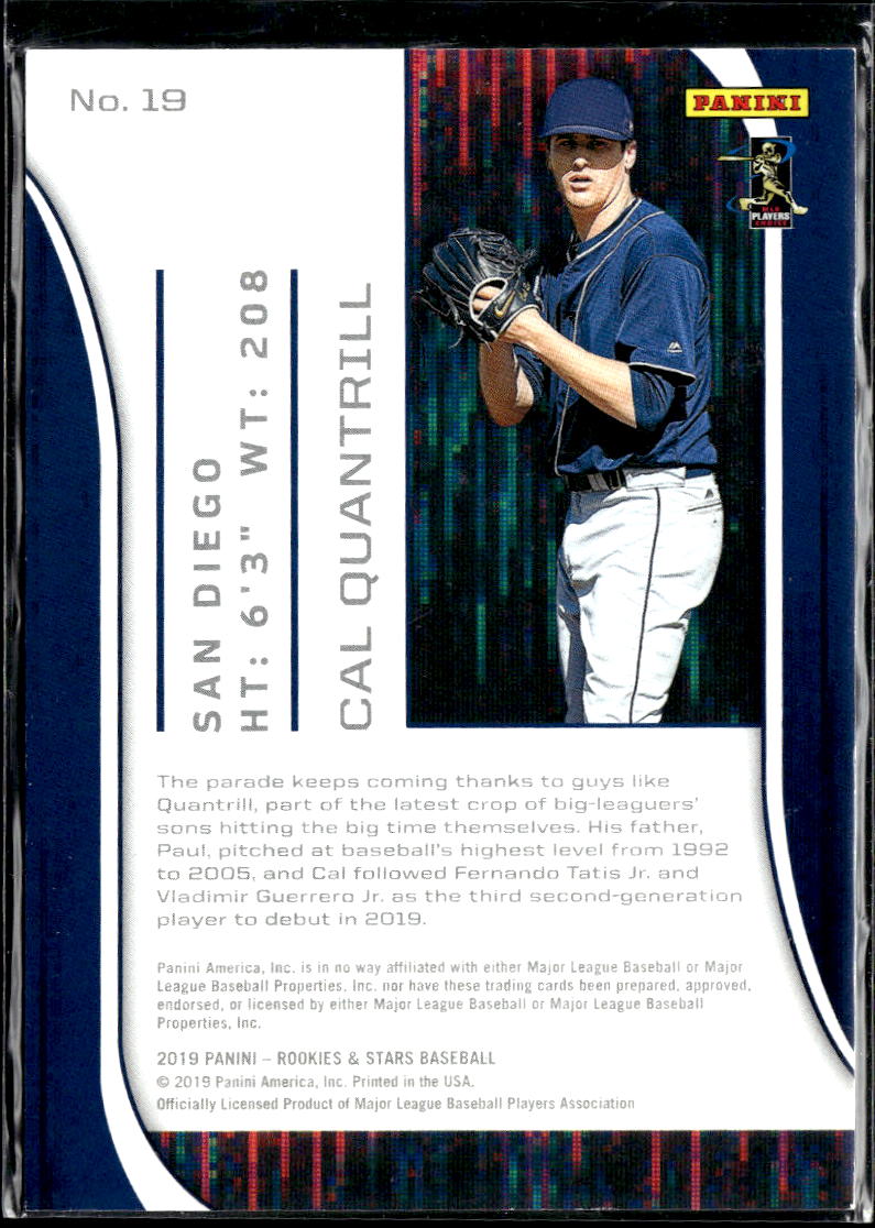 Cal Quantrill 2019 Rookies & Stars Rookie RC Platinum 25/25 San Diego Padres