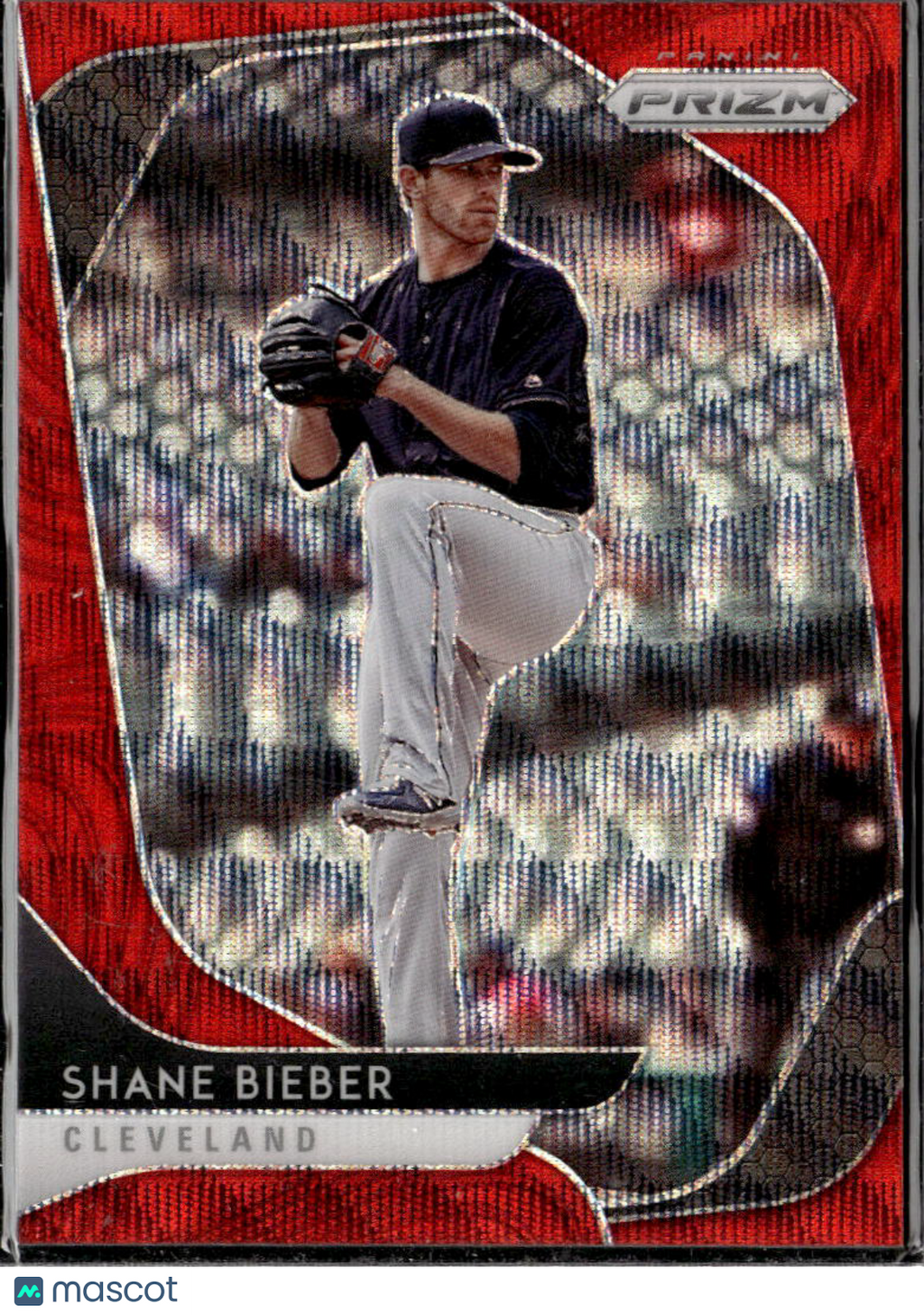 Shane Bieber 2020 Panini Prizm Red Wave Prizm 35/99 Cleveland Indians