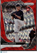 Shane Bieber 2020 Panini Prizm Red Wave Prizm 35/99 Cleveland Indians