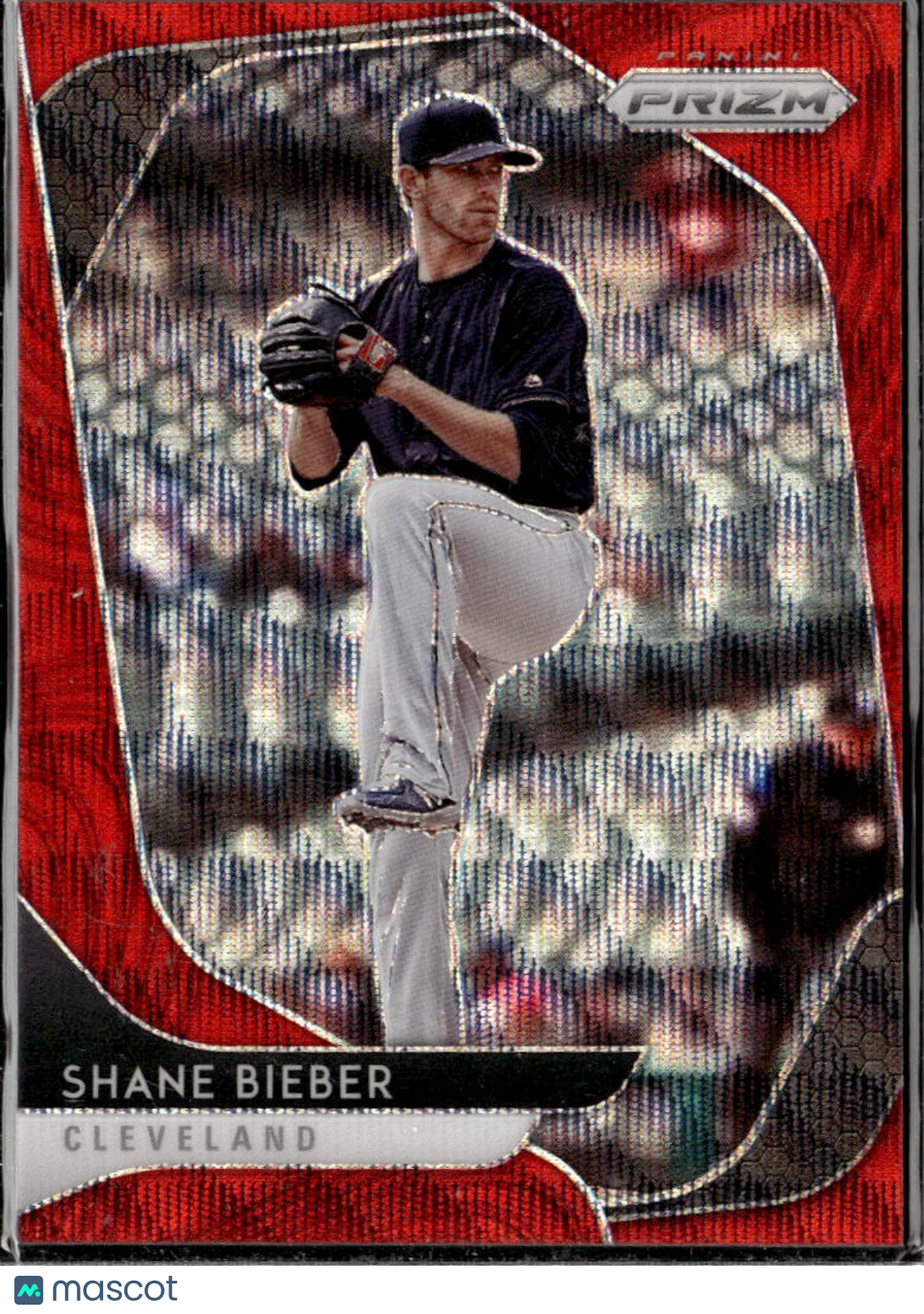 Shane Bieber 2020 Panini Prizm Red Wave Prizm 35/99 Cleveland Indians