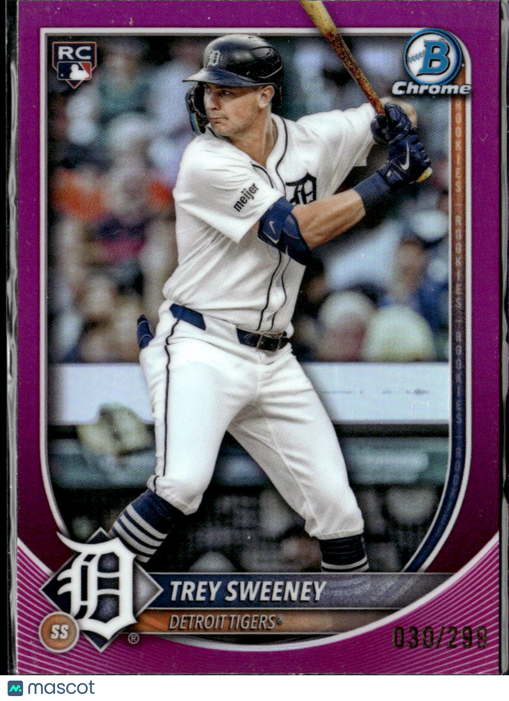 Trey Sweeney 2025 Bowman Chrome RC Purple Refractor /299 Detroit Tigers