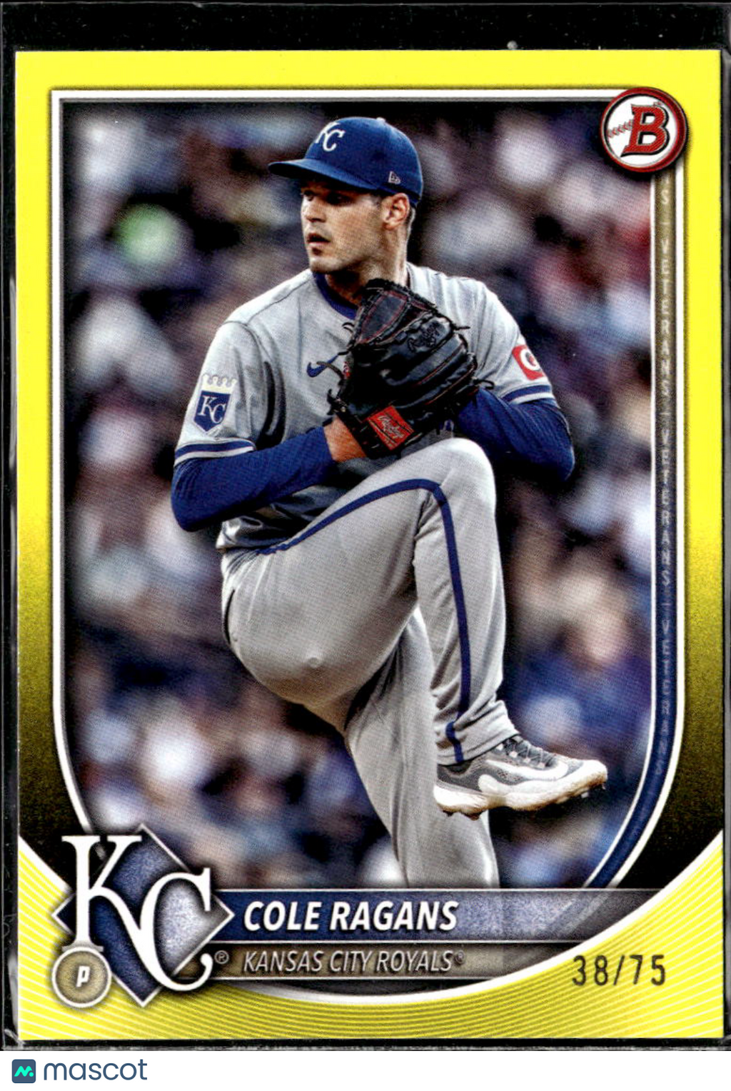 Cole Ragans 2025 Bowman Yellow Parallel 38/75 Kansas City Royals