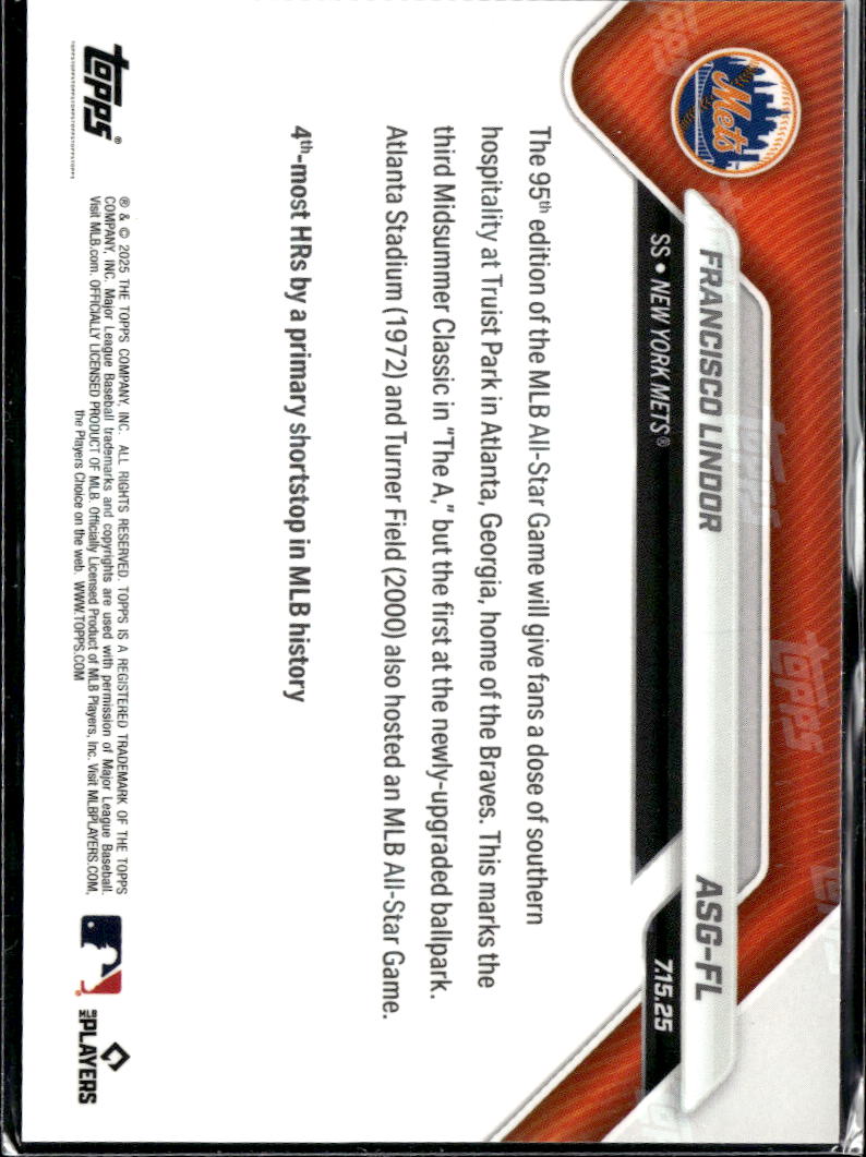 Francisco Lindor 2025 Topps Now All Star New York Mets