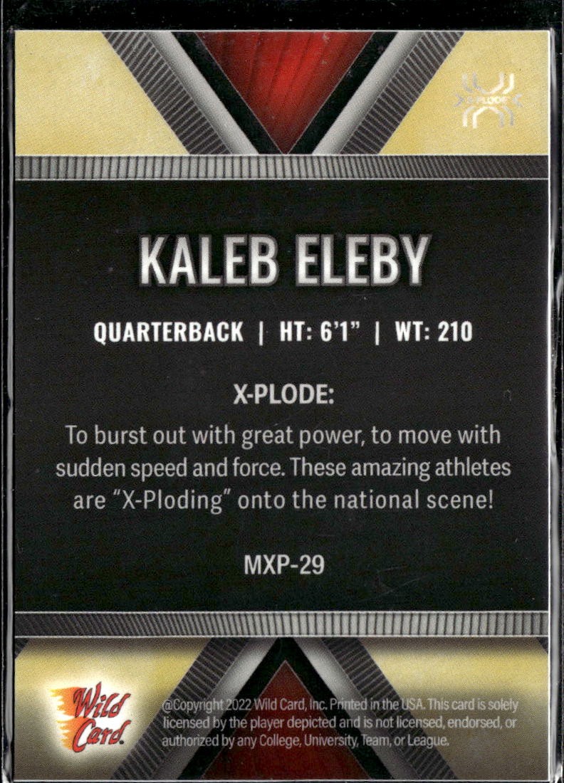 Kaleb Eleby 2022 Wild Card Matte X-Plode Gold Rookie RC KC Chiefs 2/3