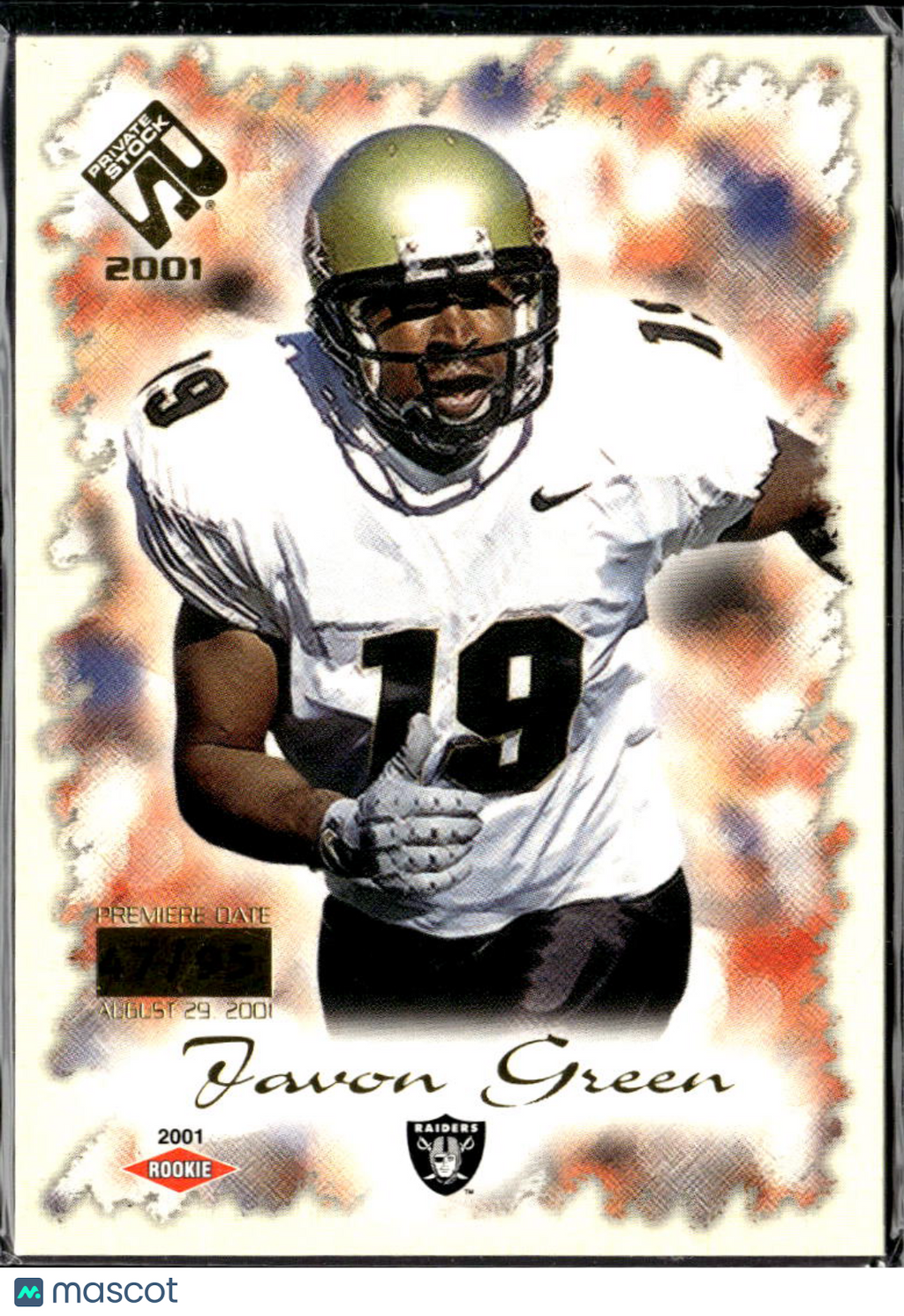 Javon Green 2001 Pacific Private Stock Premiere Date 47/95 Oakland Raiders