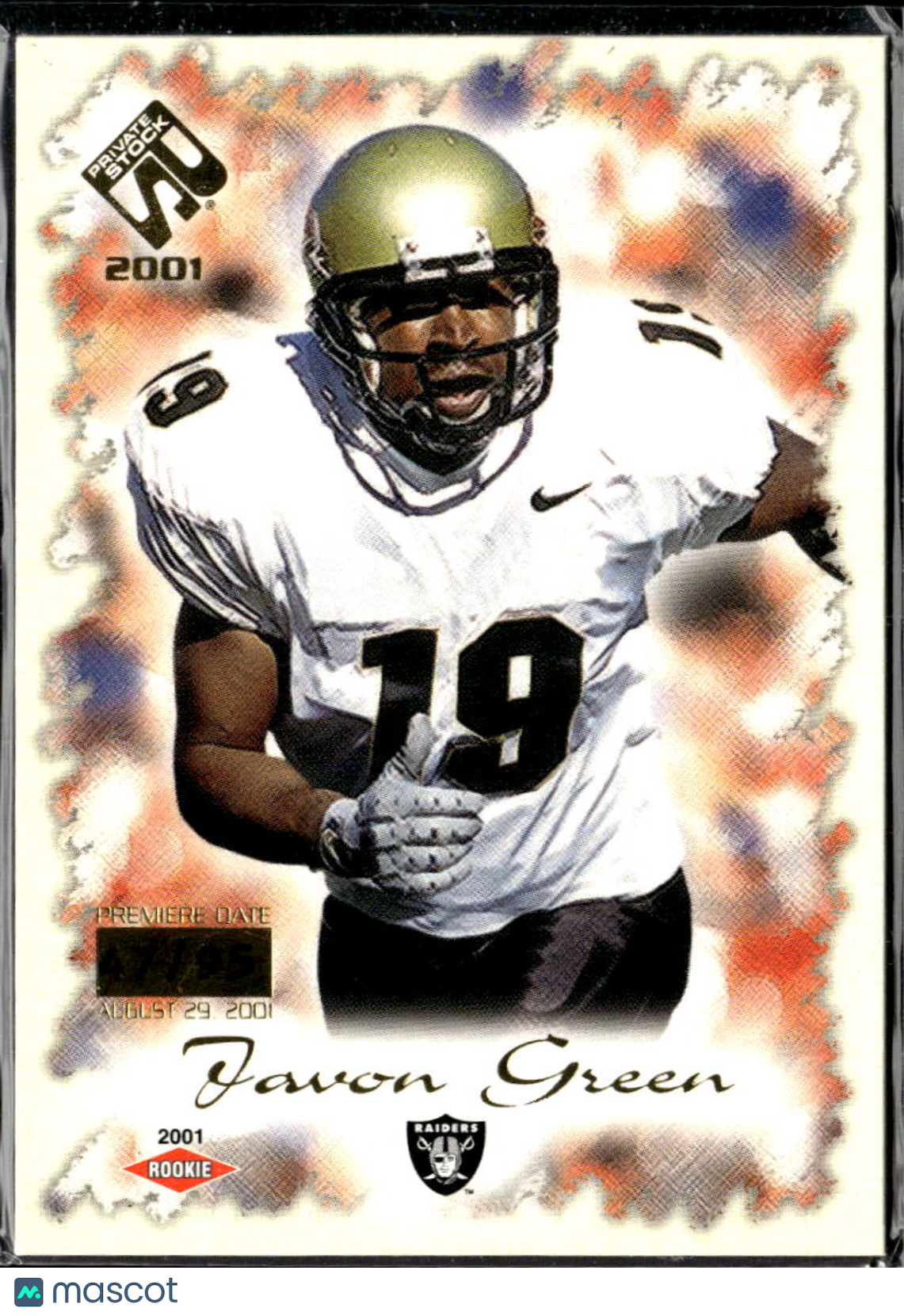 Javon Green 2001 Pacific Private Stock Premiere Date 47/95 Oakland Raiders