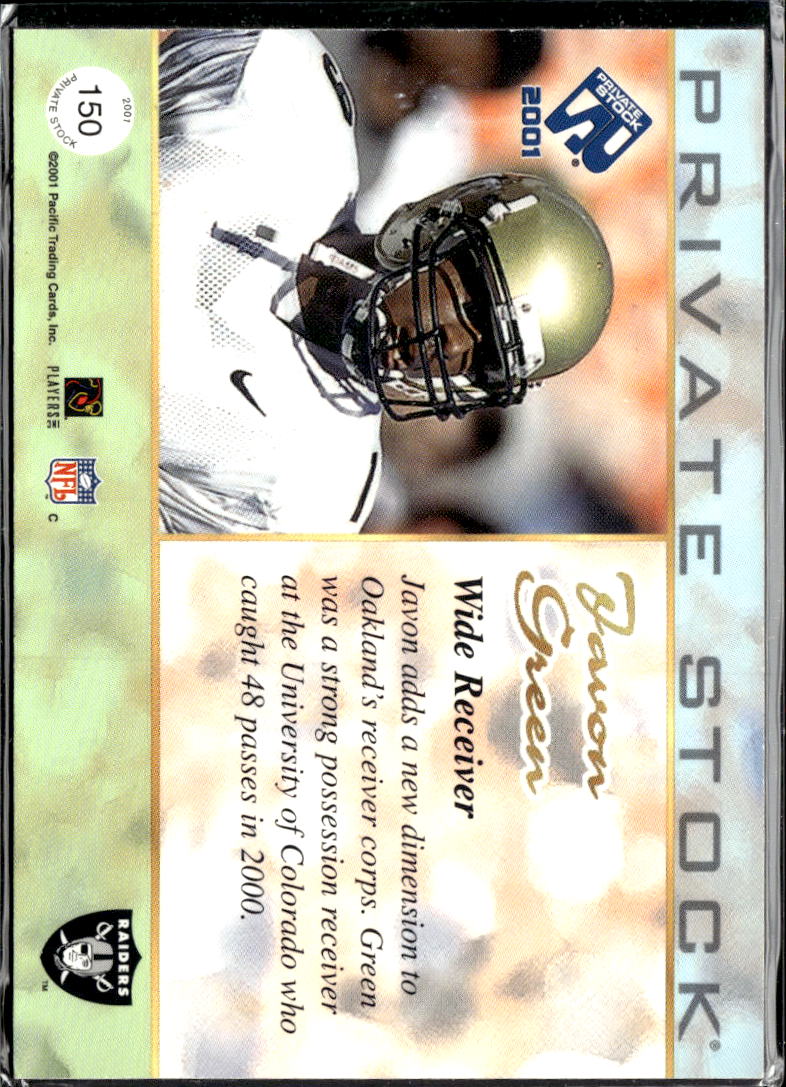 Javon Green 2001 Pacific Private Stock Premiere Date 47/95 Oakland Raiders