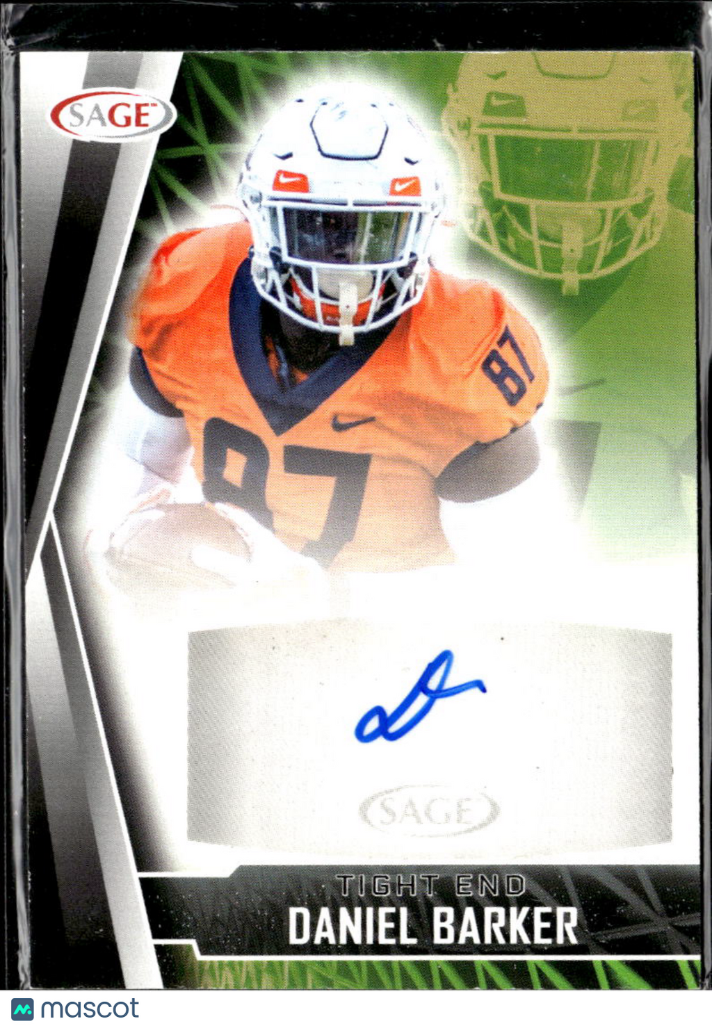 Daniel Barker 2022 SAGE Auto Autograph RC Illinois Fighting Illini