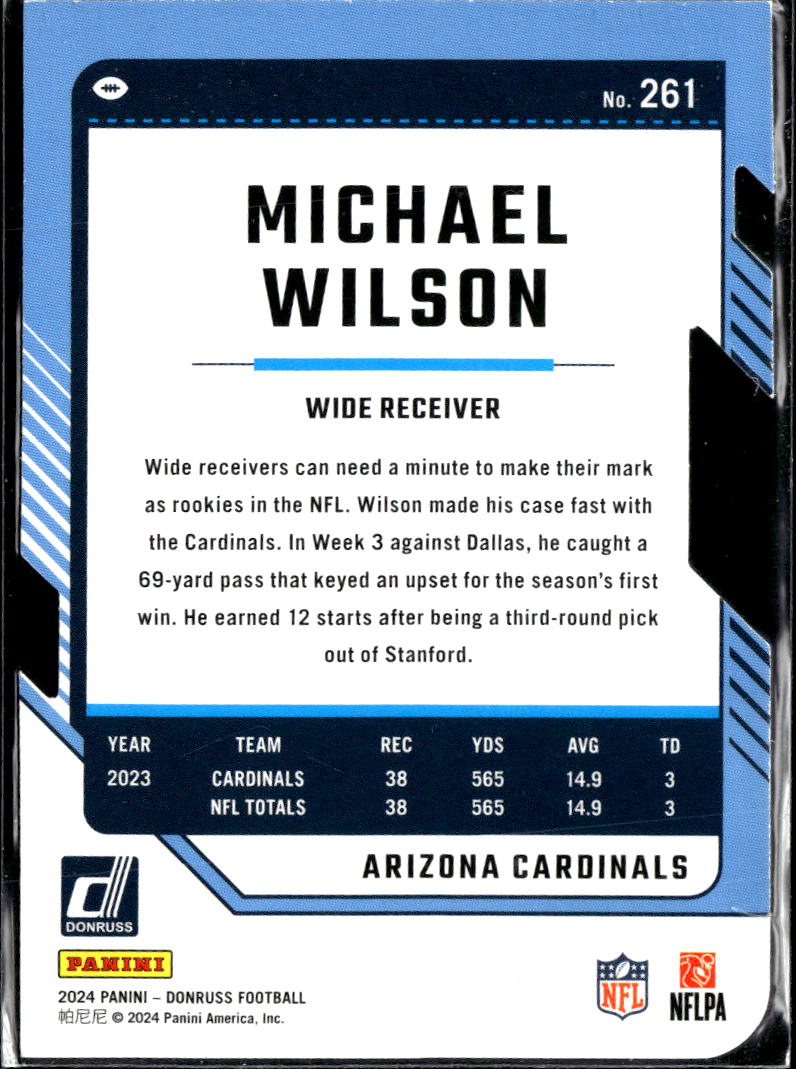 Michael Wilson 2024 Donruss Silver Press Proof Die-Cut 33/75 Arizona Cardinals