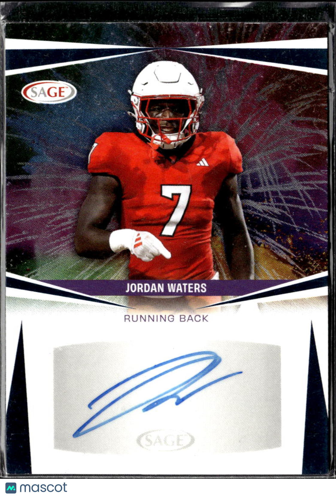 Jordan Waters 2025 SAGE Auto Autograph RC Rookie NC State Wolfpack