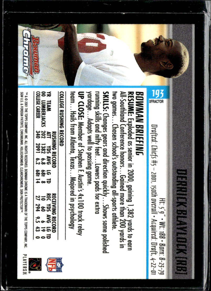 Derrick Blaylock 2001 Bowman Chrome X-Fractor RC SSP Kansas City Chiefs