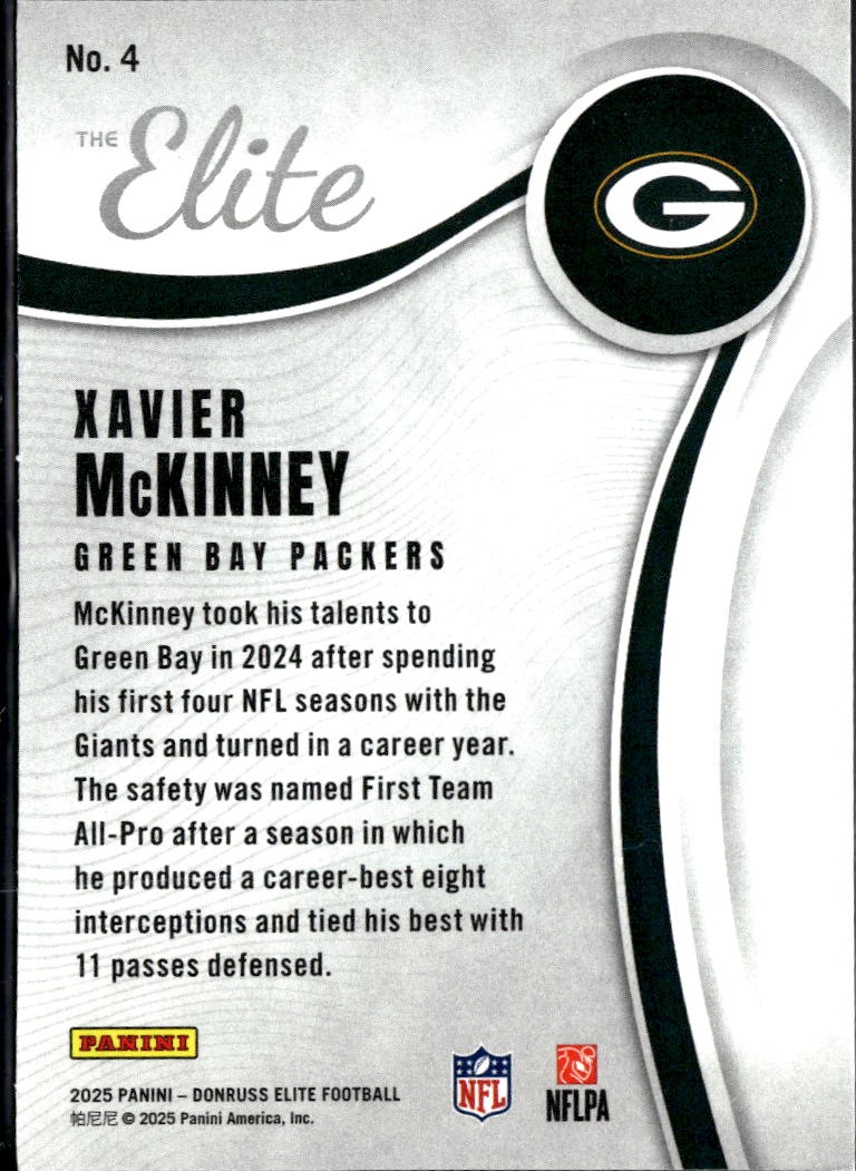 Xavier McKinney 2025 Elite The Elite Blue 37/75 Green Bay Packers