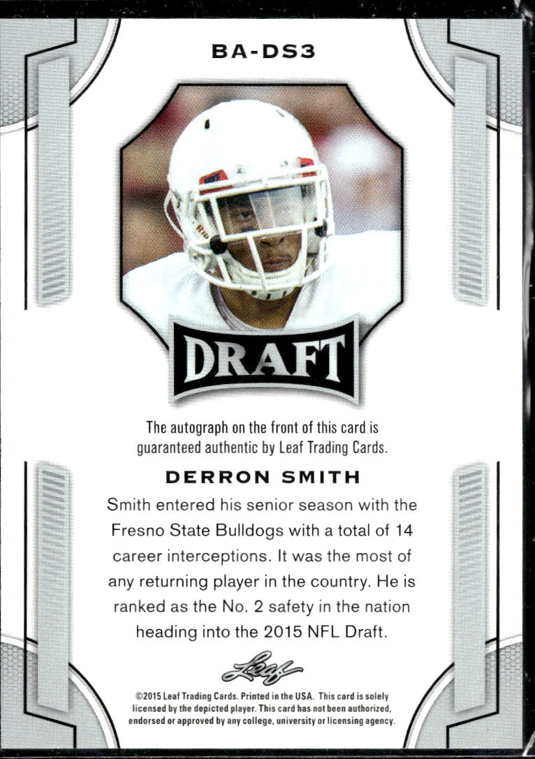 Derron Smith 2015 Leaf Draft Auto Autograph RC Fresno State Bulldogs