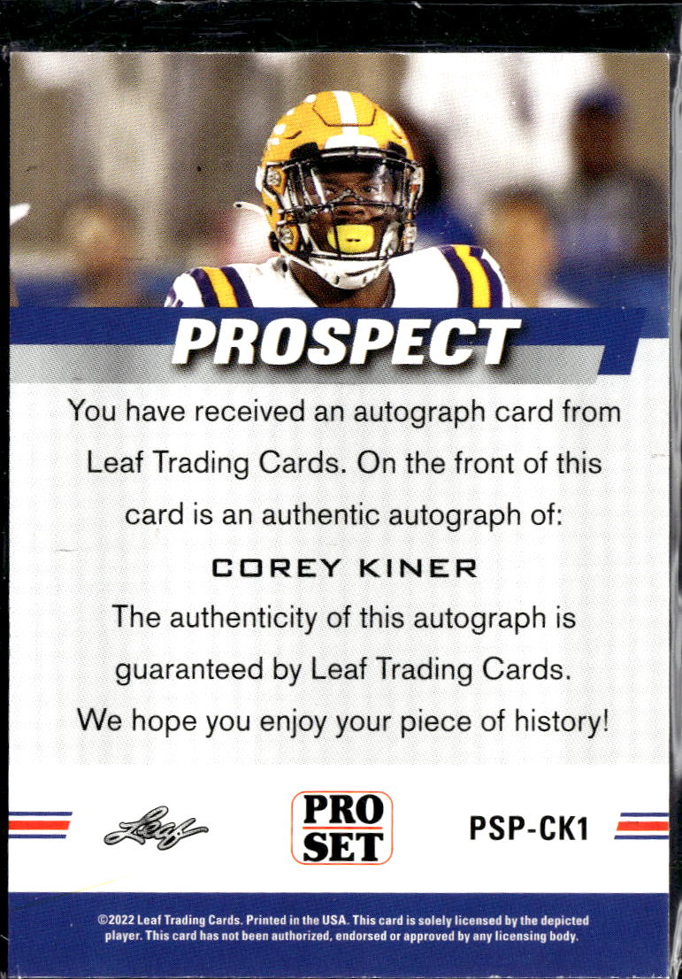 Corey Kiner 2022 Pro Set Prospect RC Auto Autograph LSU Tigers