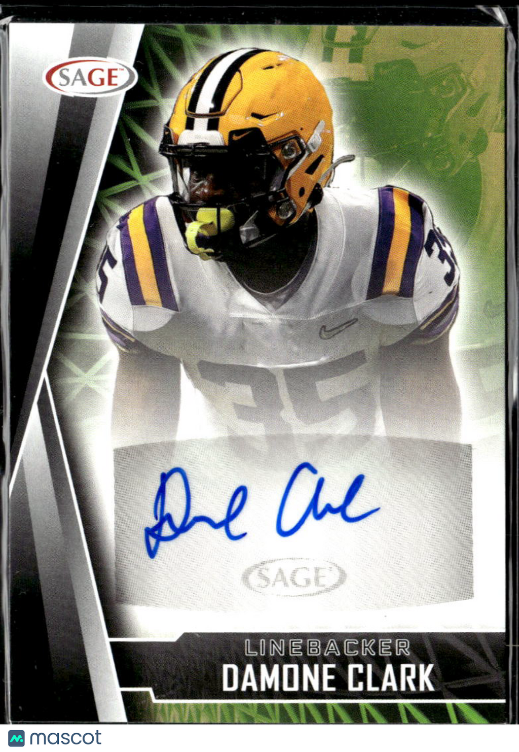 Damone Clark 2022 SAGE Aspire Football Auto Autograph Rookie LSU Tigers