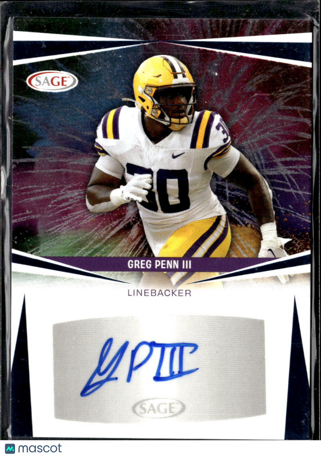 Greg Penn III 2025 SAGE Artistry Auto Autograph RC LSU Tigers