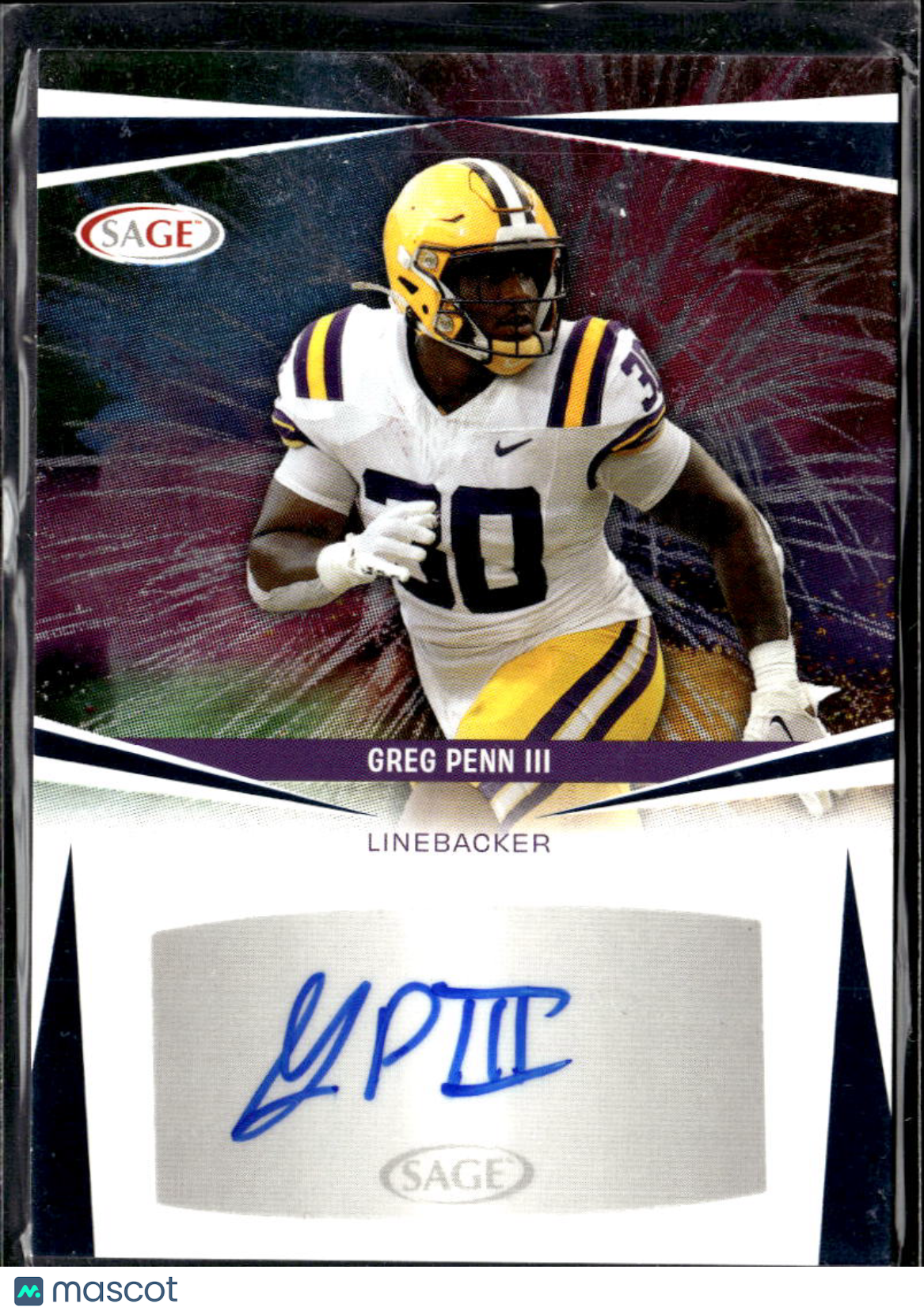 Greg Penn III 2025 SAGE Artistry Auto Autograph RC LSU Tigers
