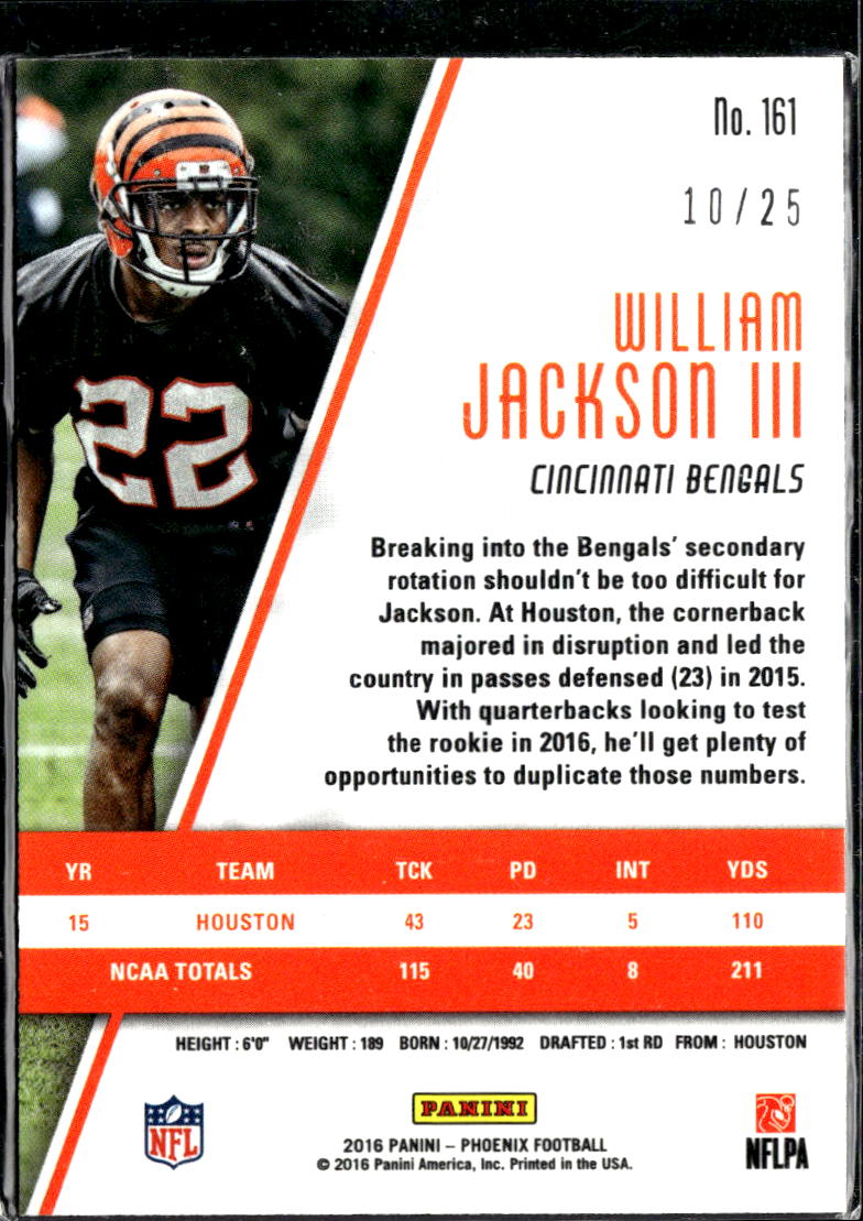 William Jackson III 2016 Phoenix Yellow RC 10/25 Cincinnati Bengals