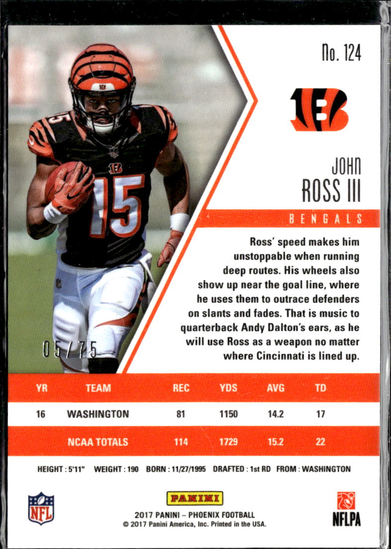 John Ross III 2017 Phoenix RC Yellow Rookie 5/75 Cincinnati Bengals