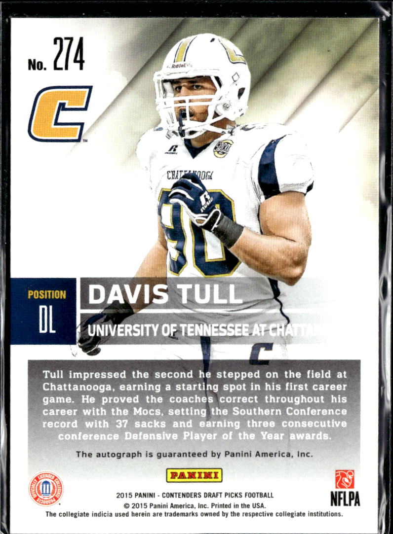 Davis Tull 2015 Contenders Draft Picks Auto Autograph Chattanooga Mocs