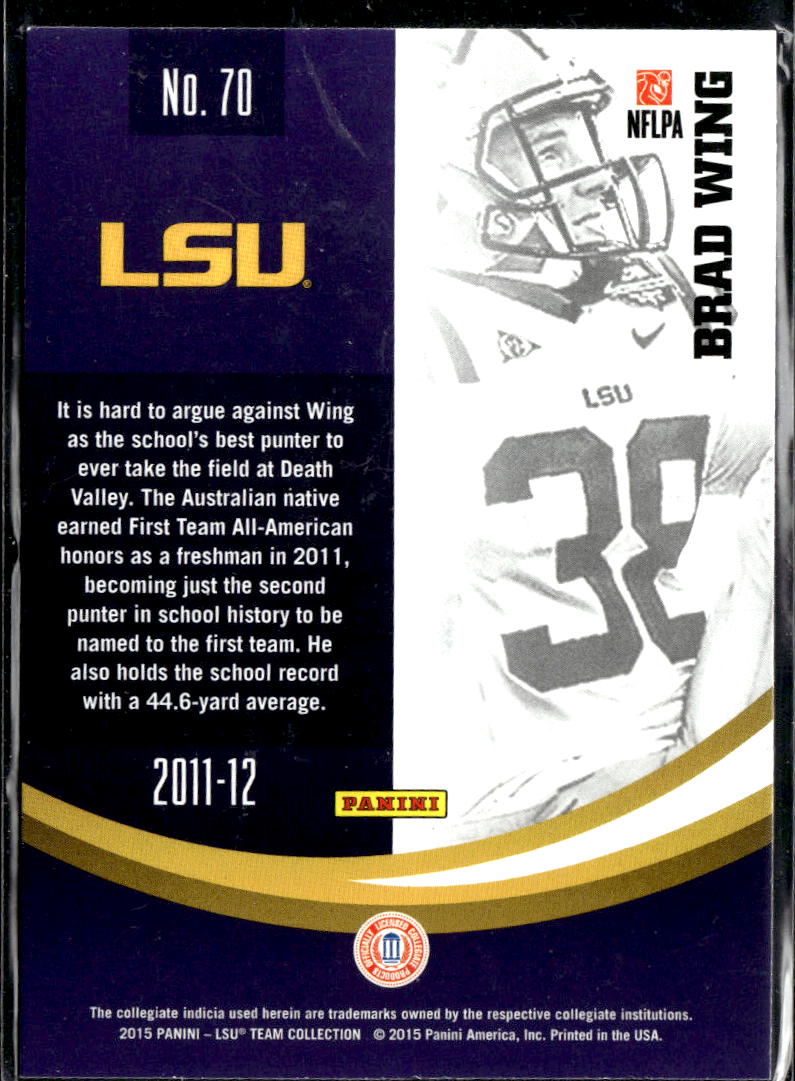 Brad Wing 2015 Panini LSU Team Collection Silver Rookie RC LSU Tigers