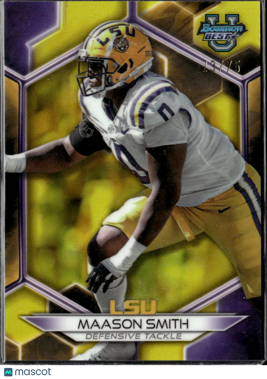Maason Smith 2023 Bowman's Best Yellow Refractor 23/75 LSU Tigers